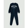 LCW Kids Lacivert Bisiklet Yaka New York Baskılı Erkek Çocuk Eşofman Takımı