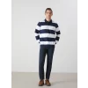 LCWAIKIKI Basic Lacivert Polo Yaka Uzun Kollu Çizgili Erkek Sweatshirt