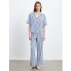 LCW DREAM Indigo Gömlek Yaka Desenli Kadın Pijama Takımı