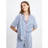 LCW DREAM Indigo Gömlek Yaka Desenli Kadın Pijama Takımı