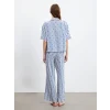 LCW DREAM Indigo Gömlek Yaka Desenli Kadın Pijama Takımı