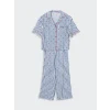 LCW DREAM Indigo Gömlek Yaka Desenli Kadın Pijama Takımı