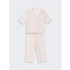 LCW DREAM Pembe Gömlek Yaka Baskılı Kadın Pijama Takımı