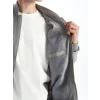 XSIDE Gri Standart Kalıp Kolej Yaka Erkek Bomber Mont