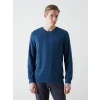 LCWAIKIKI Classic Indigo Bisiklet Yaka Uzun Kollu Erkek Sweatshirt