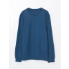LCWAIKIKI Classic Indigo Bisiklet Yaka Uzun Kollu Erkek Sweatshirt
