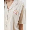 LCW Young Bej Gömlek Yaka Ayı Teddy Baskılı Kadın Pijama Takımı