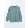 LCWAIKIKI Classic Yeşil Bisiklet Yaka Uzun Kollu Baskılı Erkek Sweatshirt