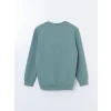 LCWAIKIKI Classic Yeşil Bisiklet Yaka Uzun Kollu Baskılı Erkek Sweatshirt