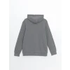 LCWAIKIKI Basic Gri Kapüşonlu Uzun Kollu Erkek Fermuarlı Sweatshirt