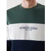 LCWAIKIKI Classic Lacivert Bisiklet Yaka Uzun Kollu Renk Bloklu Erkek Sweatshirt