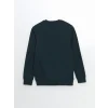 LCWAIKIKI Basic Petrol Bisiklet Yaka Uzun Kollu Baskılı Erkek Sweatshirt