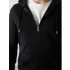 LCWAIKIKI Basic Siyah Kapüşonlu Uzun Kollu Erkek Fermuarlı Sweatshirt