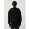 LCWAIKIKI Basic Siyah Kapüşonlu Uzun Kollu Erkek Fermuarlı Sweatshirt