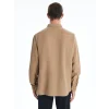 LCW Vision Bej Slim Fit Uzun Kollu Armürlü Erkek Gömlek