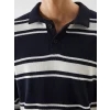 XSIDE Lacivert Polo Yaka Çizgili Erkek Triko Kazak