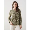 LCW Grace Haki Kaçık Yaka Desenli Kadın Bluz