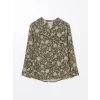 LCW Grace Haki Kaçık Yaka Desenli Kadın Bluz