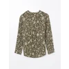 LCW Grace Haki Kaçık Yaka Desenli Kadın Bluz