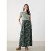LCW Grace Yeşil Beli Lastikli Çiçekli Kadın Etek