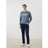 LCWAIKIKI Classic Indigo Bisiklet Yaka Uzun Kollu Baskılı Erkek Sweatshirt