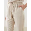 LCW Grace Bej Beli Lastikli Keten Karışımlı Kadın Pantolon