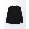 LCWAIKIKI Classic Siyah Bisiklet Yaka Uzun Kollu Baskılı Erkek Sweatshirt