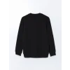 LCWAIKIKI Classic Siyah Bisiklet Yaka Uzun Kollu Baskılı Erkek Sweatshirt