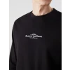 LCWAIKIKI Classic Siyah Bisiklet Yaka Uzun Kollu Baskılı Erkek Sweatshirt