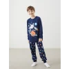 LCW Kids Lacivert Bisiklet Yaka Erkek Çocuk Pijama Takımı