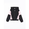 LCW Kids Siyah Kapüşonlu Kız Çocuk Fermuarlı Sweatshirt