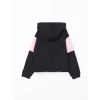 LCW Kids Siyah Kapüşonlu Kız Çocuk Fermuarlı Sweatshirt
