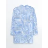 LCWAIKIKI Classic Mavi Hakim Yaka Desenli Kadın Gömlek Tunik