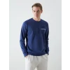 LCWAIKIKI Classic Lacivert Bisiklet Yaka Uzun Kollu Baskılı Erkek Sweatshirt