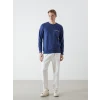 LCWAIKIKI Classic Lacivert Bisiklet Yaka Uzun Kollu Baskılı Erkek Sweatshirt