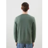 LCWAIKIKI Basic Yeşil Bisiklet Yaka Uzun Kollu Baskılı Erkek Sweatshirt