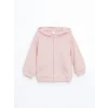 LCW Kids Pembe Kapüşonlu Kız Bebek Fermuarlı Sweatshirt