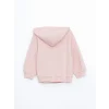LCW Kids Pembe Kapüşonlu Kız Bebek Fermuarlı Sweatshirt