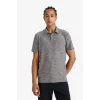 Defacto D9241 Gri DeFactoFit Esnek Kumaş Standart Fit Sporcu Kısa Kollu Polo Tişört