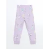 LCW Kids Lila Bisiklet Yaka Uzun Kollu Baskılı Kız Bebek Pijama Takımı