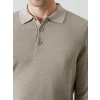 LCWAIKIKI Classic Bej Polo Yaka Uzun Kollu Erkek Triko Kazak