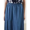 LCW Grace Mavi Beli Lastikli Kadın Jean Etek