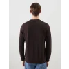 LCWAIKIKI Basic Kahverengi Bisiklet Yaka Uzun Kollu Baskılı Erkek Sweatshirt