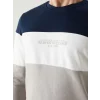 LCWAIKIKI Classic Bej Bisiklet Yaka Uzun Kollu Renk Bloklu Erkek Sweatshirt