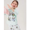 LCW Kids Turkuaz Bisiklet Yaka Kız Çocuk Pijama Takımı
