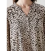 LCW Grace Ekru Kaçık Yaka Leopar Desenli Kadın Bluz