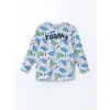 LCW Kids Gri Bisiklet Yaka Dizanor Baskılı Erkek Çocuk Pijama Takım