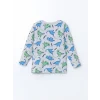 LCW Kids Gri Bisiklet Yaka Dizanor Baskılı Erkek Çocuk Pijama Takım