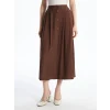 LCWAIKIKI Classic Kahverengi Beli Lastikli Dokulu Pileli Etek