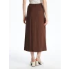 LCWAIKIKI Classic Kahverengi Beli Lastikli Dokulu Pileli Etek